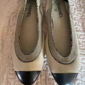 Chanel Cap Toe Elastic Flats